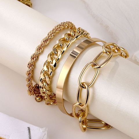 Streetwear Chains Print Iron Aluminum Plating Women's Bracelets Bangle