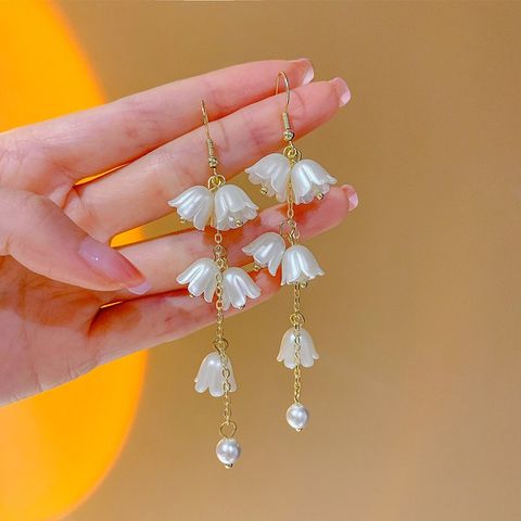 1 Pair Fairy Style Basic Sweet Flower Alloy Drop Earrings