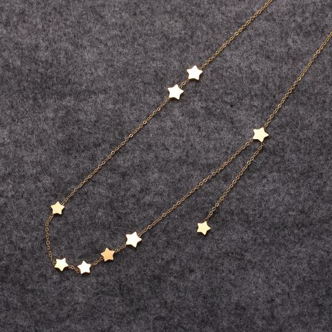 Modern Style Star Stainless Steel Polishing Plating Gold Plated Necklace