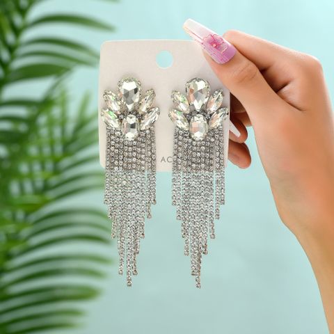 Glam Shiny Tassel Copper Alloy Inlay Glass Women's Drop Earrings
