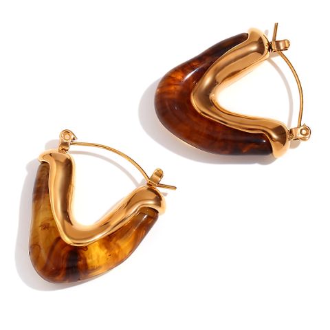 1 Pair Vintage Style Color Block Plating Stainless Steel Arylic 18k Gold Plated Earrings