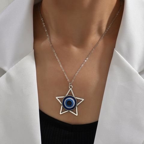 Casual Simple Style Devil's Eye Star Key Resin Alloy Wholesale Pendant Necklace