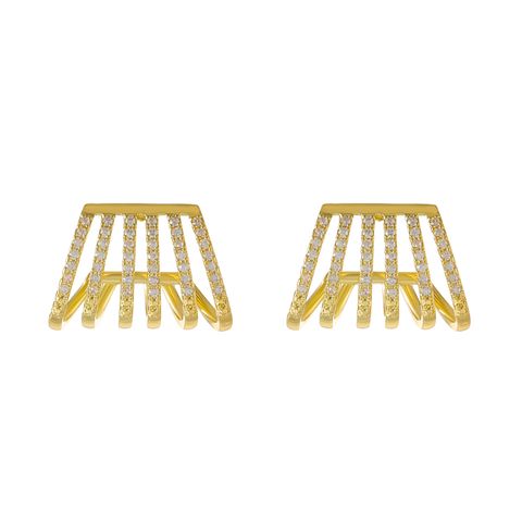 1 Pair Simple Style Solid Color Plating Inlay Alloy Rhinestones 14k Gold Plated Silver Plated Ear Studs
