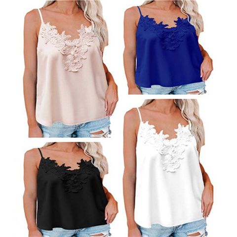 Women's Camisole Tank Tops Lace Sexy Solid Color