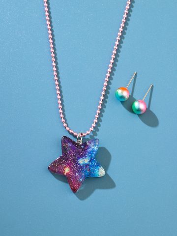 Wholesale Jewelry Cute Star Heart Shape Imitation Pearl Resin Earrings Necklace
