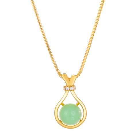 Vacation Round Opal Alloy Wholesale Pendant Necklace
