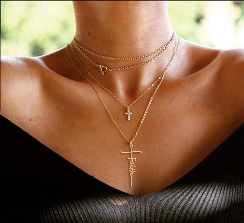 Elegant Lady Cross Alloy Wholesale Pendant Necklace