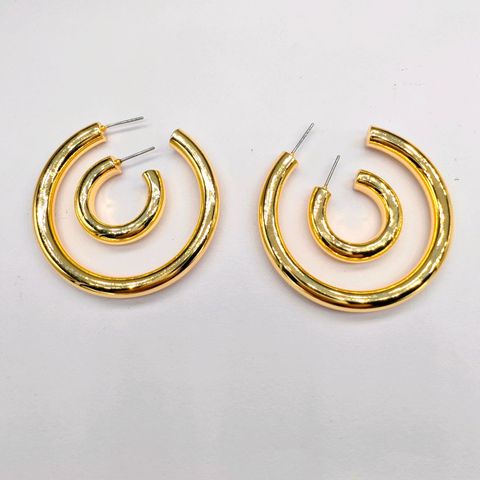 1 Pair Novelty C Shape Plating Metal Earrings