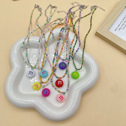 Lady Letter Seed Bead Wholesale Pendant Necklace