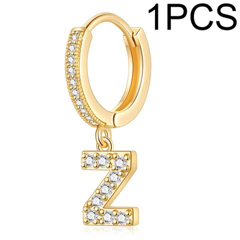 1 Piece Lady Letter Inlay Stainless Steel Zircon Earrings