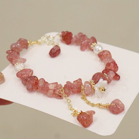 Wholesale Jewelry Sweet Irregular Flower Strawberry Quartz Bracelets