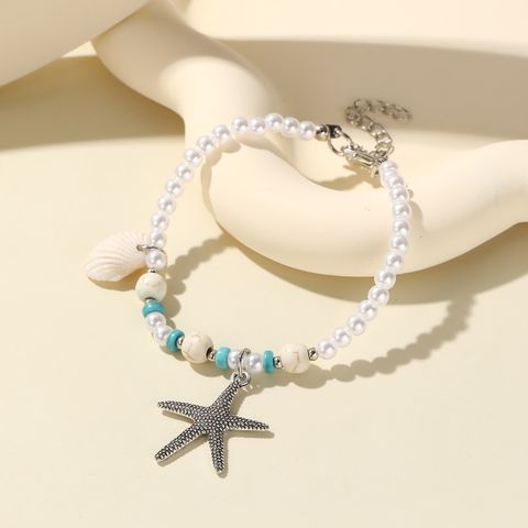 Wholesale Jewelry Vacation Tortoise Starfish Conch Imitation Pearl Alloy Shell Beaded Bracelets