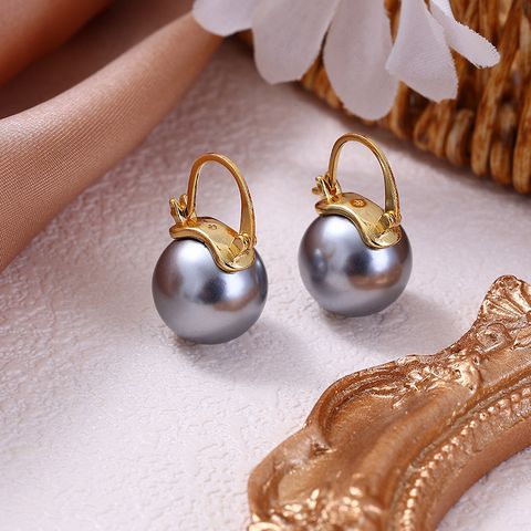 Lady Round Imitation Pearl Women's Earrings 1 Pair