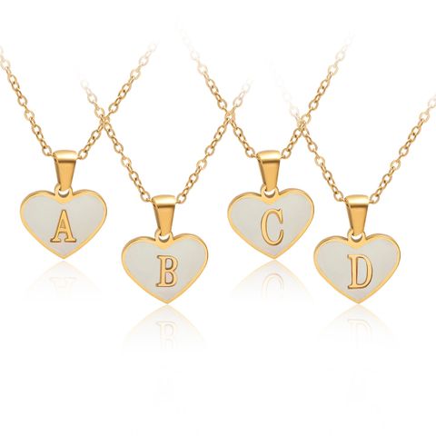304 Stainless Steel Shell 18K Gold Plated Casual Plating Inlay Letter Shell Pendant Necklace