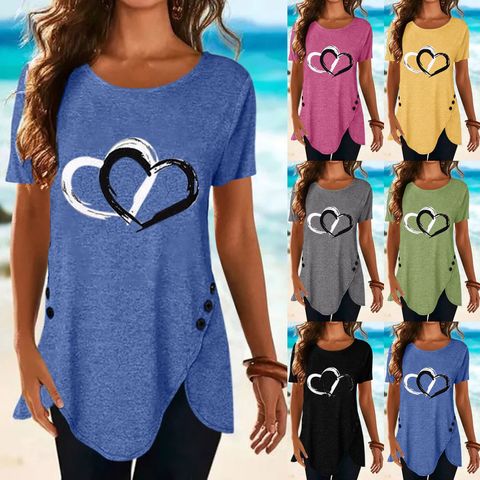 Women's T-shirt Short Sleeve T-shirts Printing Casual Heart Shape