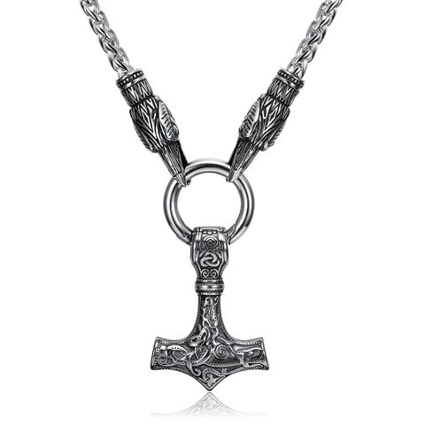 304 Stainless Steel Retro Hammer Pendant Necklace