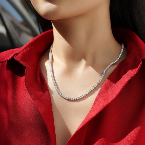 Elegant Lady Geometric Sterling Silver Moissanite Necklace In Bulk