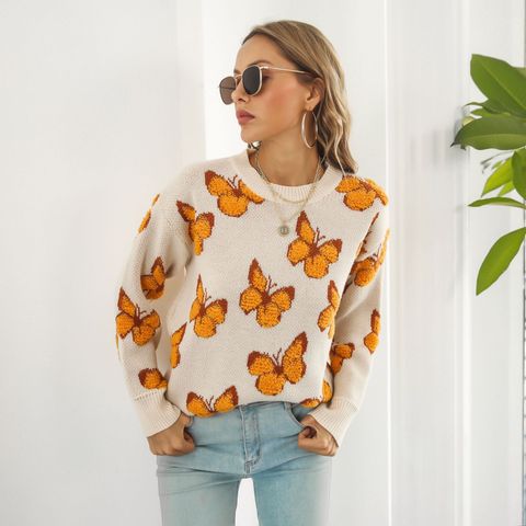 Women's Sweater Long Sleeve Sweaters & Cardigans Casual Butterfly