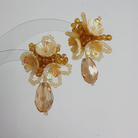 1 Pair Ig Style Sweet Flower Beaded Drop Earrings