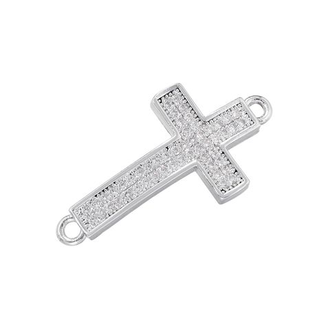 Hip-hop Cool Style Cross Brass Plating Inlay Zircon 18k Gold Plated Charms