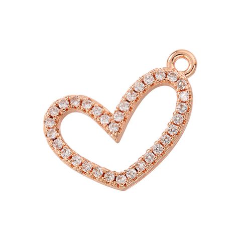 Casual Simple Style Heart Shape Copper Plating Inlay Zircon 18k Gold Plated Charms