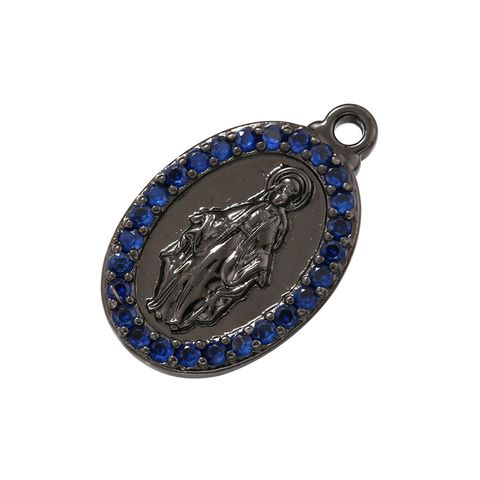 Hip-hop Rock Cool Style Virgin Mary Copper Plating Inlay Zircon 18k Gold Plated Charms