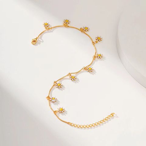 Cute Flower Alloy Plating Women's Bracelets Necklace