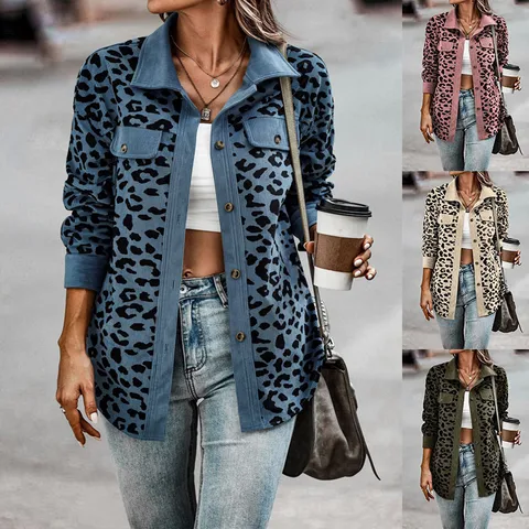 Mujeres Casual Leopardo Impresión Solo Pecho Abrigo Chaqueta