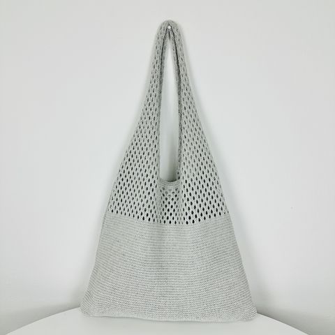 Women's Basic Solid Color Knit Shopping Bags