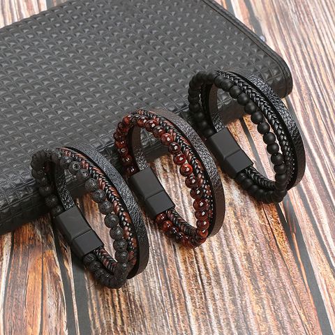 Classical Hip-hop Solid Color Alloy Handmade Men's Bracelets