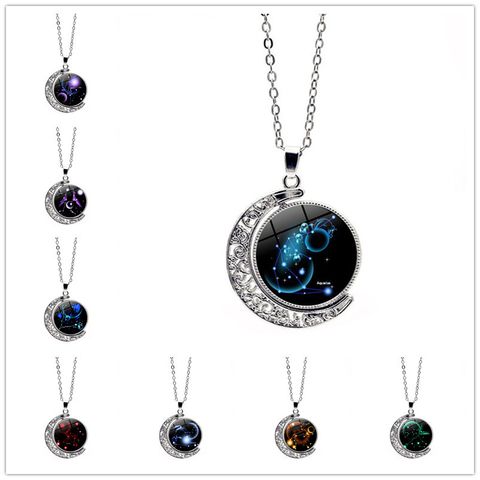 Simple Style Constellation Alloy Organic Glass Wholesale Pendant Necklace