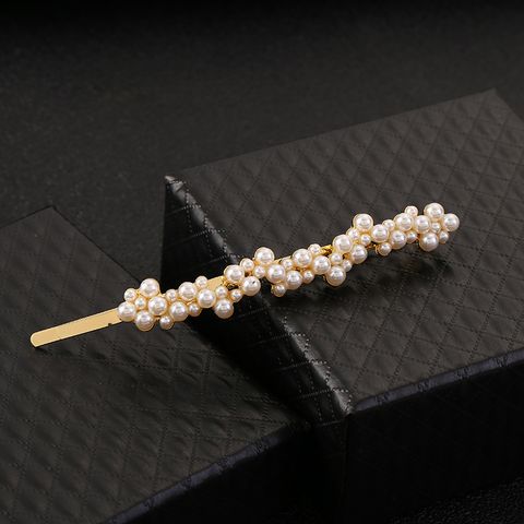 Simple Style Round Alloy Plating Inlay Rhinestones Pearl Hair Clip