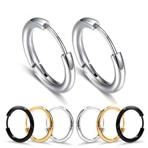 1 Piece Punk Simple Style Round Plating Stainless Steel Earrings
