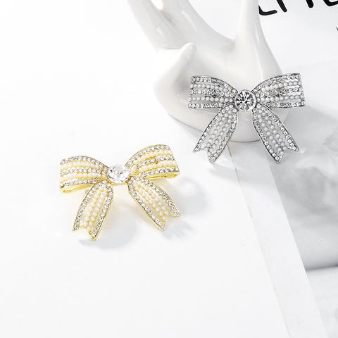 Elegant Bow Knot Alloy Inlay Artificial Pearls Rhinestones Women's Brooches