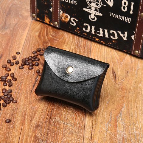Unisex Solid Color Pu Leather Flip Cover Coin Purses