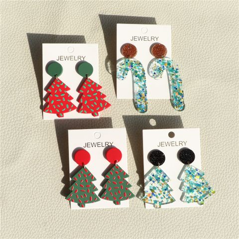 1 Pair Modern Style Christmas Tree Arylic Drop Earrings