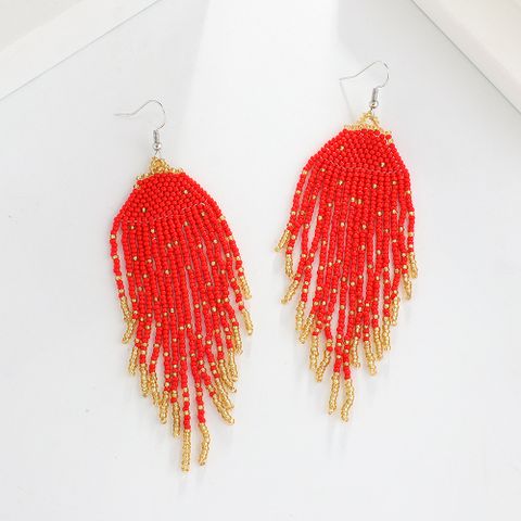 1 Pair Bohemian Tassel Beaded Drop Earrings