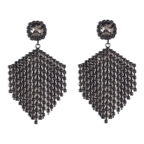 1 Pair Elegant Luxurious Sweet Hexagon Tassel Inlay Alloy Rhinestones Drop Earrings