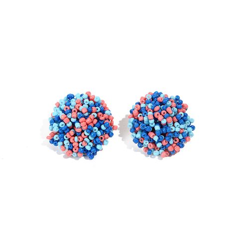 1 Pair Ig Style Casual Colorful Beaded Alloy Glass Bead Ear Studs