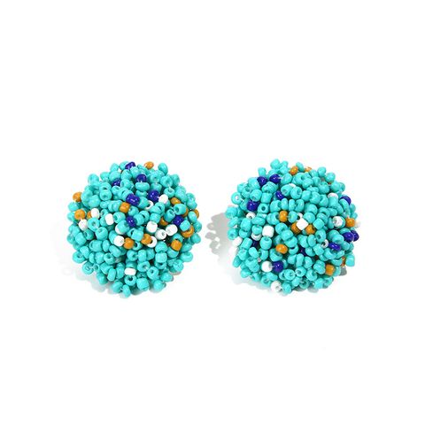 1 Pair Ig Style Casual Colorful Beaded Alloy Glass Bead Ear Studs