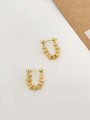 1 Paar Einfacher Stil Pendeln U-form Perlen Überzug Kette Metall Ohrringe