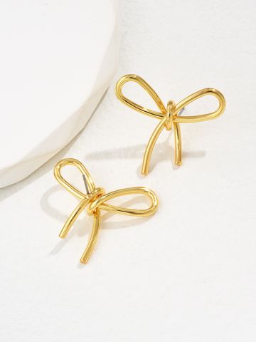 1 Paar Elegant Dame Französische Art Bogenknoten Kupfer Ohrstecker