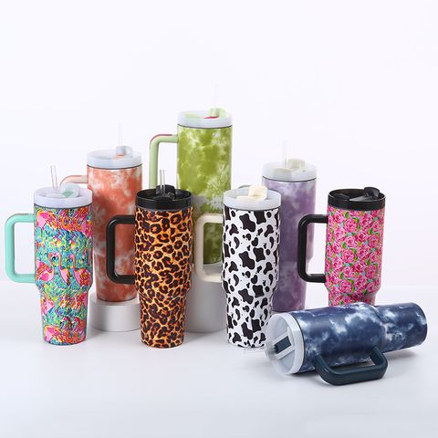 Casual Solid Color Leopard Stainless Steel Thermos Cup