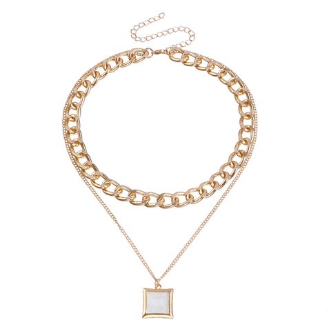 Streetwear Square Shell Alloy Wholesale Layered Necklaces