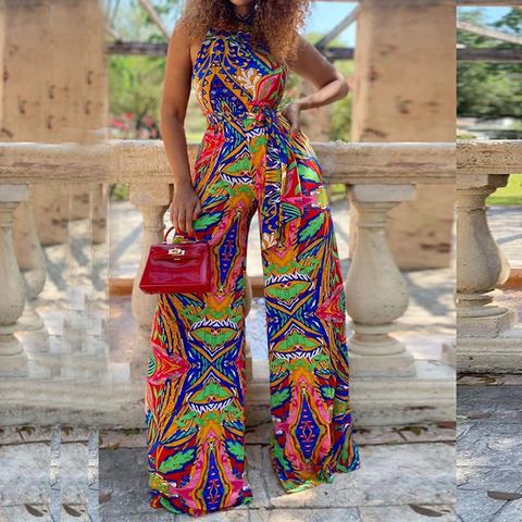 Women's Daily Casual Printing Full Length Jumpsuits