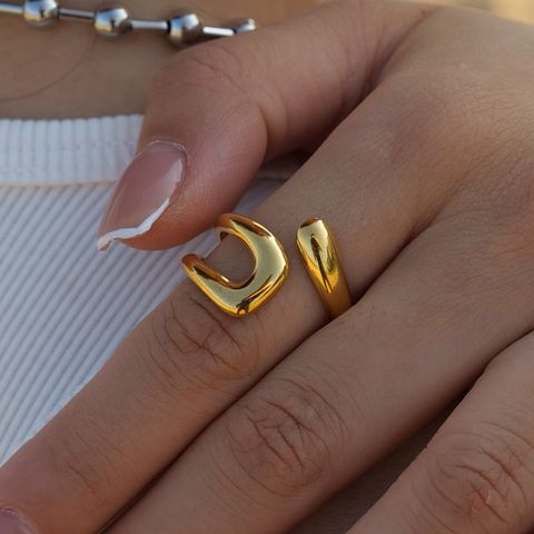 Ig-stil Einfacher Stil Irregulär Einfarbig Rostfreier Stahl Überzug 18 Karat Vergoldet Offener Ring
