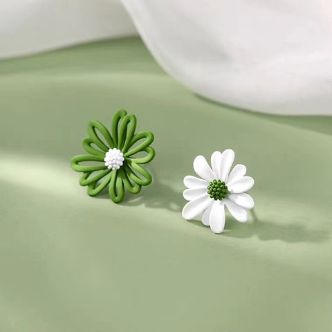 1 Pair Sweet Simple Style Flower Arylic Sterling Silver Ear Studs