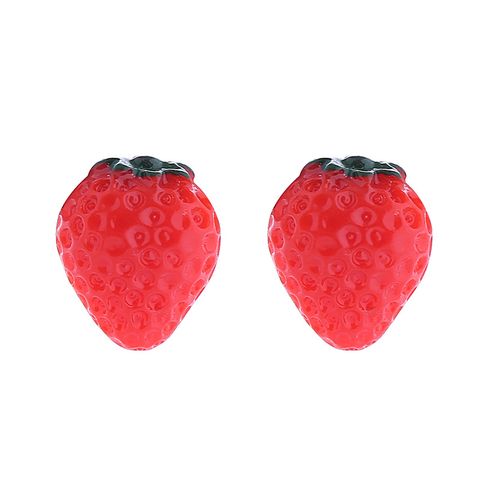 1 Pair Cute Fruit Strawberry Enamel Arylic Alloy Resin Earrings