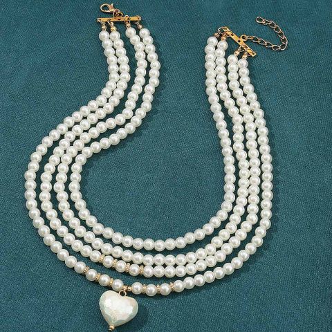 Sweet Solid Color Imitation Pearl Baroque Pearls Wholesale Layered Necklaces