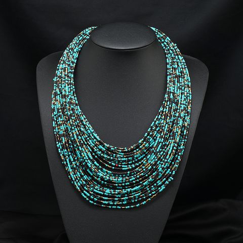 Vintage Style Exaggerated Color Block Seed Bead Wholesale Layered Necklaces